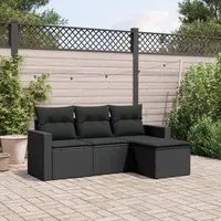 Set Divani da Giardino 4 pz con Cuscini Nero in Polyrattancod mxl 86951