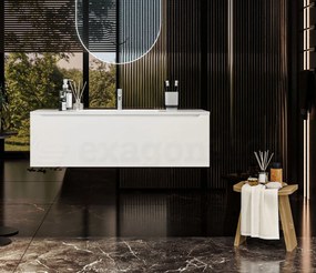 Mobile Bagno bianco opaco 120x50 Amalfi Un Cassetto E Lavabo Integrato In Mineralmarmo