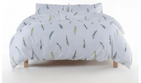 Set copripiumino e federa bianco/verde in raso di cotone per letto matrimoniale ed esteso 240x220 cm Marseille Floral – Mila Home Luxury