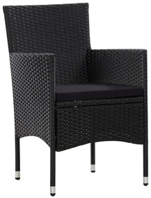 Set divani da giardino 4 pz con cuscini in polyrattan nero