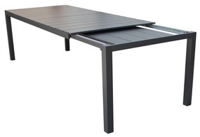 ALASKA - set tavolo in alluminio cm 214/280 x 100 x 75,5 h con 8 poltrone Lotus