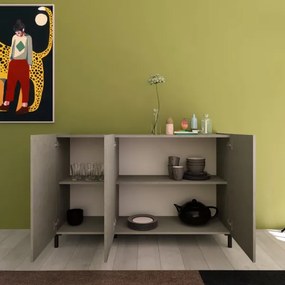 Madia in legno 130 cm a 3 ante e 2 vani con ripiani Grigio HARAS