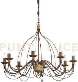 Corte lampadario sospeso ruggine antichizzato 8 luci attacco e14