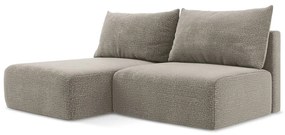 Divano angolare beige allungabile/con contenitore (con penisola a sinistra) Kalena – Makamii