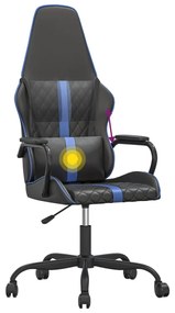 Sedia da Gaming Massaggiante Blu e Nero in Similpelle