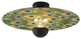 Plafoniera nera con paralume piatto design pavone 45 cm - Combi
