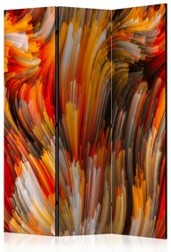 Paravento separè Oceano di fuoco (3-parti) - composizione artistica su sfondo colorato
