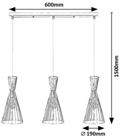 Rabalux 72006 - Lampadario a cavo LEANDROS 3xE27/60W/230V