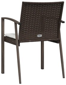 Sedie Giardino con Cuscini 6pz Marroni 56,5x57x83 cm Polyrattan