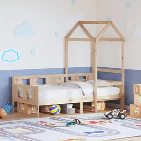 Dormeuse Con Tetto 90x200 Cm İn Legno Massello Di Pino /