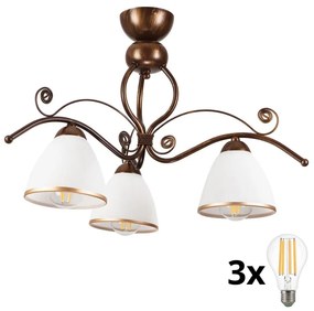 Brilagi - Lampadario a plafone LED ANTICO 3xE27/60W/230V patina di bronzo