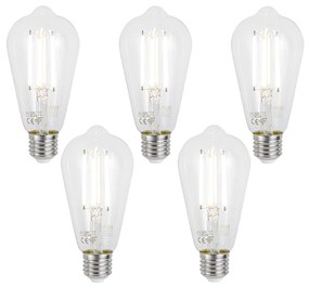 Set di 5 Lampadine LED Smart E27 dimmerabili ST64 Trasparenti 7W 806lm 2700-6500K