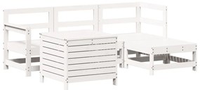 Set salotto da giardino 5 pz bianco in legno massello di pino