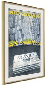 Poster  Metropolis News  Cornice Quadri Cornice d'oro con passe-partout, Larghezza x Altezza Home decor 20x30