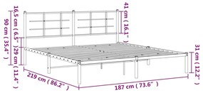 Giroletto con Testiera Metallo Bianco 183x213 cm