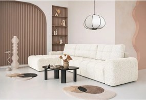 Divano angolare componibile color crema allungabile/con contenitore (con penisola a sinistra) Lulu – Miuform