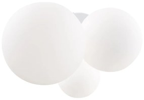 Lampadario Minimal Basic Form In Metallo Bianco E Oro 3 Luci E Diffusori Vetro