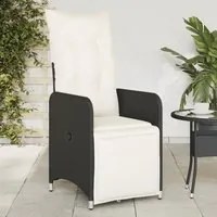 Sedie Reclinabili da Giardino 2 pz con Cuscini Nero Polyrattan 365700