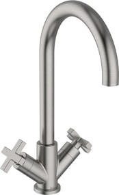 Rubinetto per lavabo getto aerato Los Angeles nichel spazzolato satinato HUBER H 33.8 cm