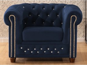 Poltrona chesterfield blu con rivestimento in velluto York Blik – Ropez