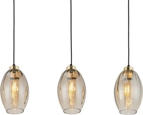 Lampadario LED a sospensione su cavo SEBO 3xE27/15W/230V nero/beige fumoso