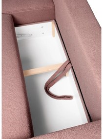 Divano angolare in rosa chiaro allungabile (con penisola a sinistra) con rivestimento in bouclé Quinoa – Bonami Selection