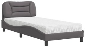 Letto con materasso grgio 80x200 cm in similpelle