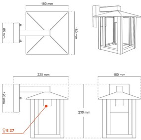 Applique Corten Mattone E27 IP54 per Esterni - Serie PILLAR