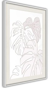 Poster  Beige Leaves  Cornice Quadri Cornice d'oro con passe-partout, Larghezza x Altezza Home decor 20x30