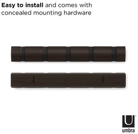 Attaccapanni da parete marrone scuro legno di pioppo Flip - Umbra