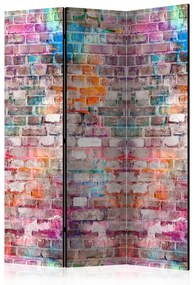 Paravento design Muro cromatico - texture di mattoni grigi con sfumature di colore