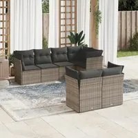 Set Divani da Giardino 7 pz con Cuscini Grigio in Polyrattan 3217900