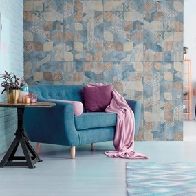 Piastrella da pavimento e rivestimento interno 60 x 120 cm Sp. 9.5 mm rettificato Geometria decoro in gres porcellanato opaco blu traffico medio forte (pei 3/5) R9