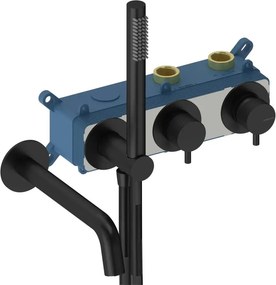 Rubinetto per vasca monocomando 2 vie, corpo incasso e accessori doccia cromato Loop k SANYCCES nero matt
