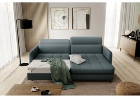 Divano angolare verde polveroso allungabile/con contenitore (con penisola a destra/con chaise lounge) e rivestimento in velluto Gomsi – ELTAP