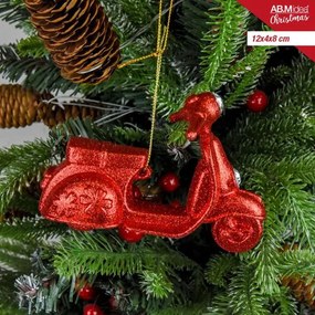 Addobbo Albero Di Natale Iridescente o Glitterata Trasparente Motorino 12x4x8cm