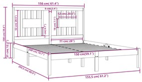 Giroletto Grigio in Legno Massello 150x200 cm King Size