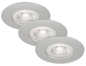 Set 3 Faretti Incasso Kulana Plastica Cromo Opaco Led Integrato 5W 3000K