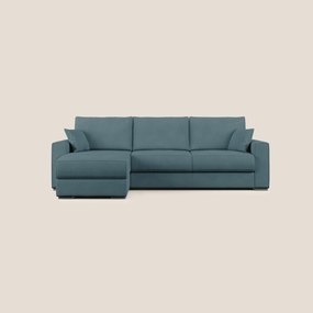 Dream Divano letto angolare in microfibra effetto pelle smacchiabile T15 petrolio