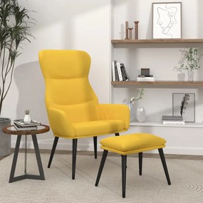 Poltrona Relax Con Poggiapiedi Giallo Senape İn Tessuto /