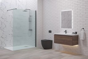Doccia walk in 80 cm vetro scanalato e profilo gun metal | KW-100GMFL - KAMALU