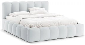 Letto matrimoniale imbottito in grigio chiaro con contenitore con rete inclusa 200x200 cm Lupine – Micadoni