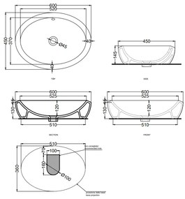 Cielo Fluid Lavabo 60x45 Da Appoggio Senza Foro Con Troppo Pieno bianco Lucido