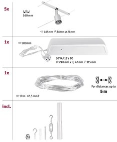 Paulmann 94442 - SET 5xGU5,3/10W Faretto SALT 230V cromo opaco