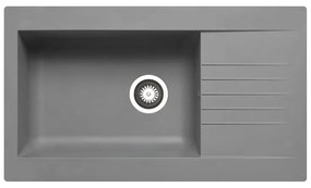 Lavello integrato 1 vasca in resina grigio DELINIA Scirocco L 50 x L 86 cm