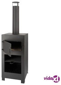 Esschert Design Stufa da Terrazzo con Forno per Pizza Nero