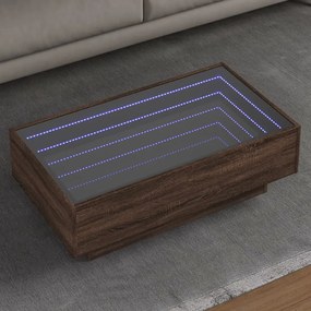 Tavolino Salotto Con Led Rovere Marrone 90x50x30 Cm Multistrato /