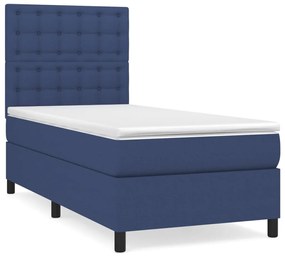 Giroletto a molle con materasso blu 90x190 cm in tessuto