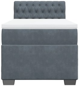 Giroletto a molle con materasso grigio scuro 90x190 cm velluto