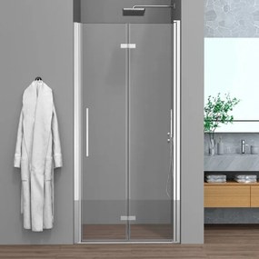 Porta doccia a soffietto per nicchia 85cm in vetro temperato trasparente con profili cromo Neos